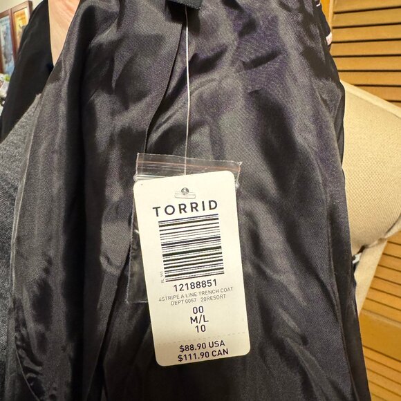 Torrid Black Pink Striped Blazer Jacket Size 00 (10 M/L) NWT - Picture 4 of 4